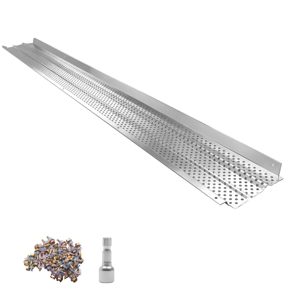 Gutter Guard, 6 in Aluminum Gutter Cover Heavy-Duty, 52ft Length Protection Cover for Leaf & Debris, 0.02 in Thickness Mill Finish, Easy DIY Install, Fast Drainage, Screws Included, 13 PCS