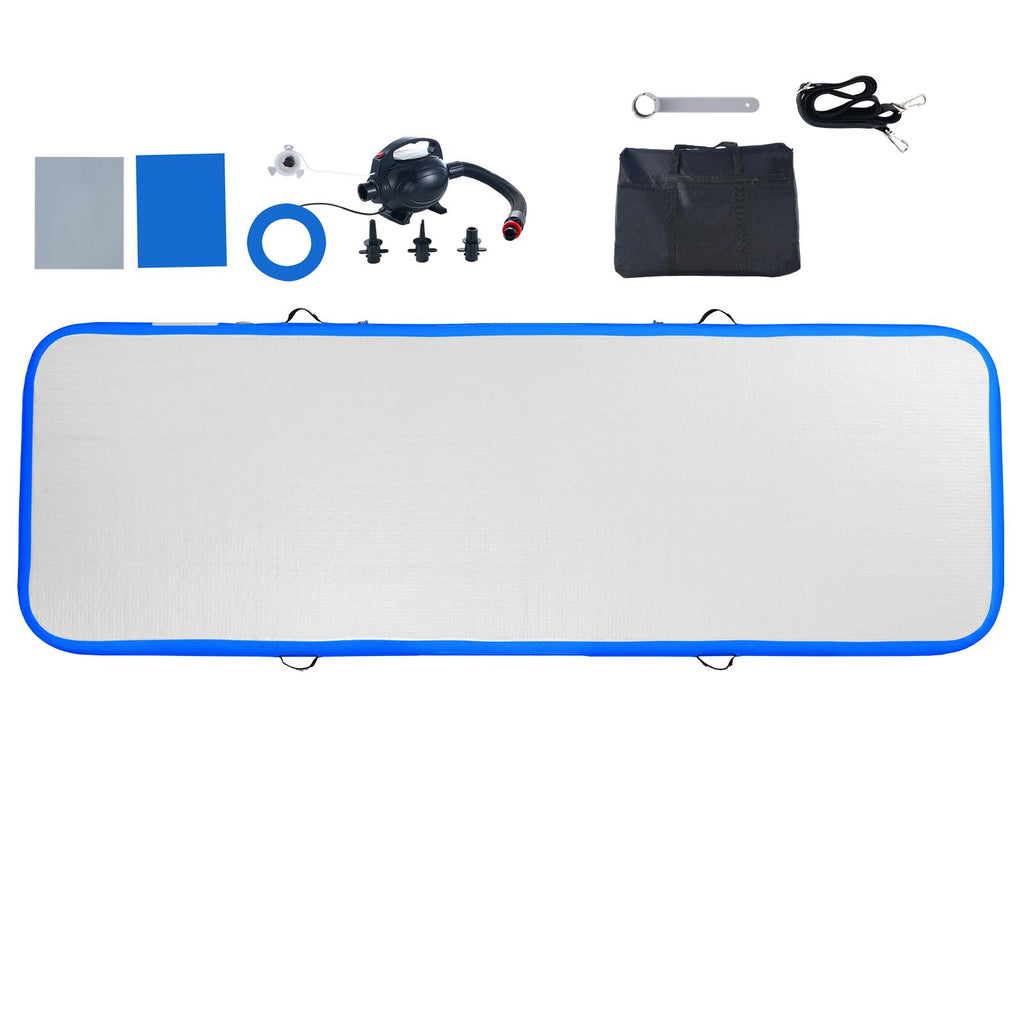 Gymnastics Air Mat, 4 inch Thickness Inflatable Gymnastics Tumbling Mat, Tumble Track with Electric Pump, Training Mats for Home Use/Gym/Yoga/Cheerleading/Beach/Park/Water, 10 ft, Blue