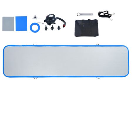 Gymnastics Air Mat, 4 inch Thickness Inflatable Gymnastics Tumbling Mat, Tumble Track with Electric Pump, Training Mats for Home Use/Gym/Yoga/Cheerleading/Beach/Park/Water, 13 ft, Blue