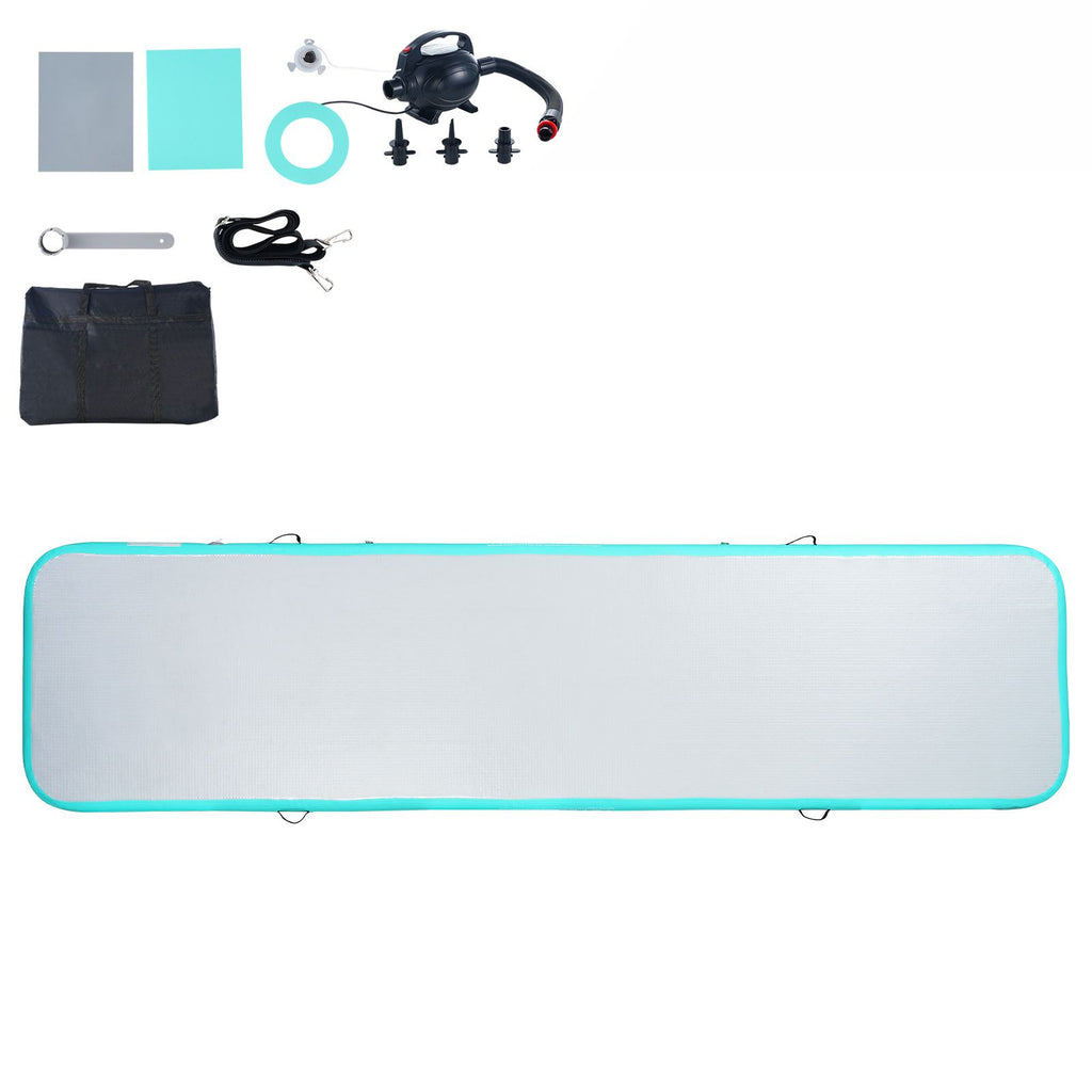 Gymnastics Air Mat, 4 inch Thickness Inflatable Gymnastics Tumbling Mat, Tumble Track with Electric Pump, Training Mats for Home Use/Gym/Yoga/Cheerleading/Beach/Park/Water, 13 ft, Mint Green