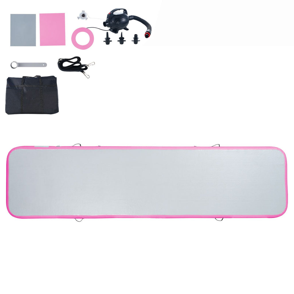 Gymnastics Air Mat, 4 inch Thickness Inflatable Gymnastics Tumbling Mat, Tumble Track with Electric Pump, Training Mats for Home Use/Gym/Yoga/Cheerleading/Beach/Park/Water, 13 ft, Pink