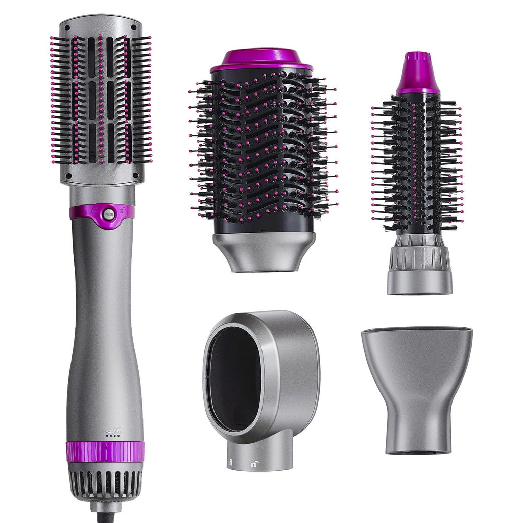 Hair Air Styler and Dryer Brush, 5-in-1 Multi Hair Styler, Ionic Blow Dryer Brush with 3 Heat Settings, 3 Brushes & 2 Nozzles, High-Speed Hair Styling Tool for Volumizing Straightening Curling