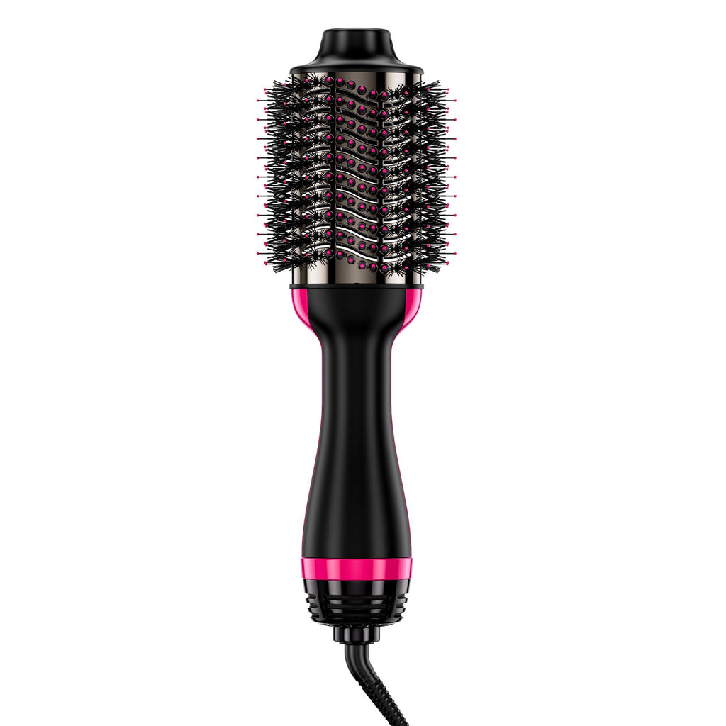 Hair Blow Dryer Brush, 4 in 1 Ionic Hair Dryer Styler and Volumizer with Electroplated Titanium & 2.95" Ceramic Coating Oval Barrel, 3-Temp Hot Air Styling Brush for Drying Straightening Curling