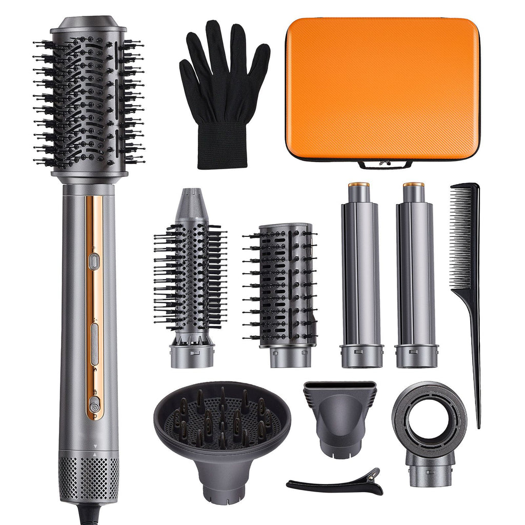 Hair Styler and Dryer Brush, 7-in-1 Professional Multi Styler, 110,000RPM High-Speed Hot Air Styler with Brushless Motor, 2 Auto-Wrap Curlers, 3 Brushes & 3 Nozzles, Ionic Blow Dryer for Styling