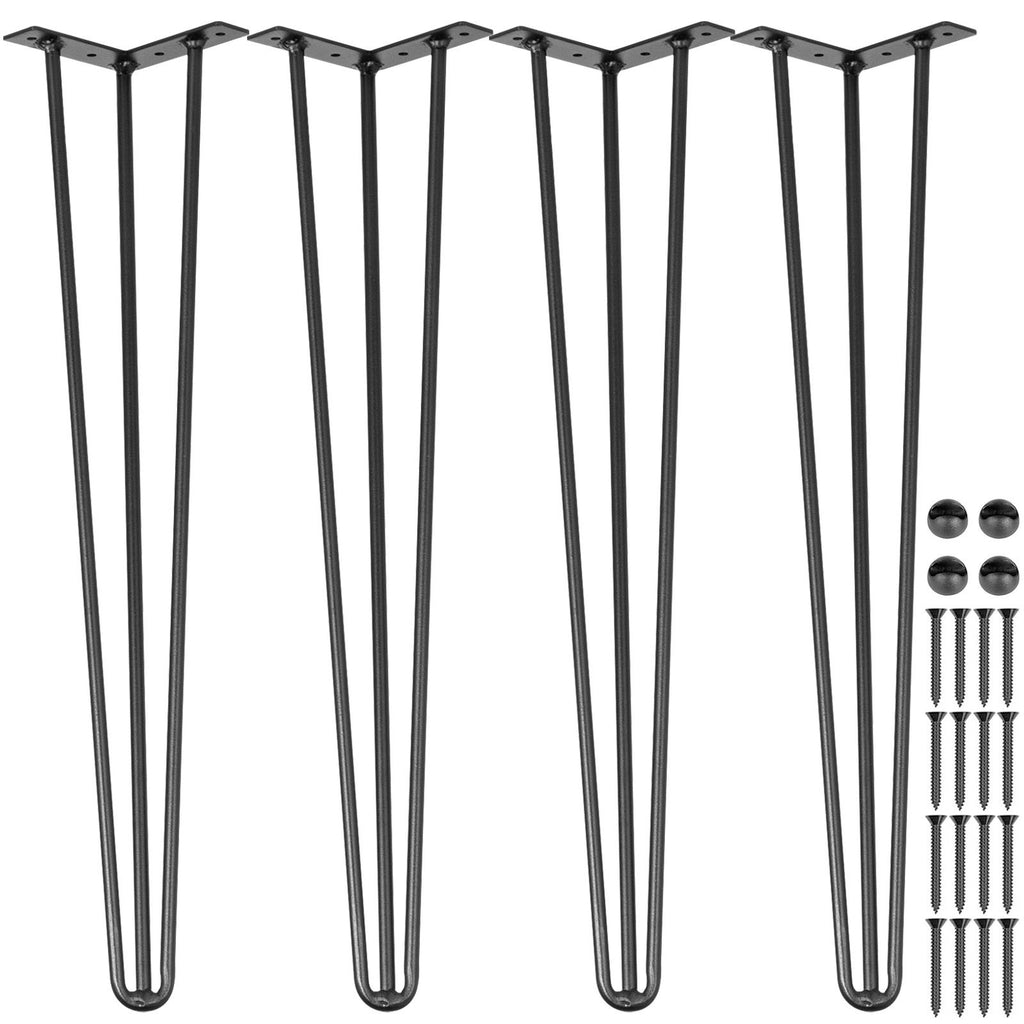 Hairpin Table Legs 22\" Black Set of 4 Desk Legs 880lbs Load Capacity (Each 220lbs) Hairpin Desk Legs 3 Rods for Bench Desk Dining End Table Chairs Carbon Steel DIY Heavy Duty Furniture Legs