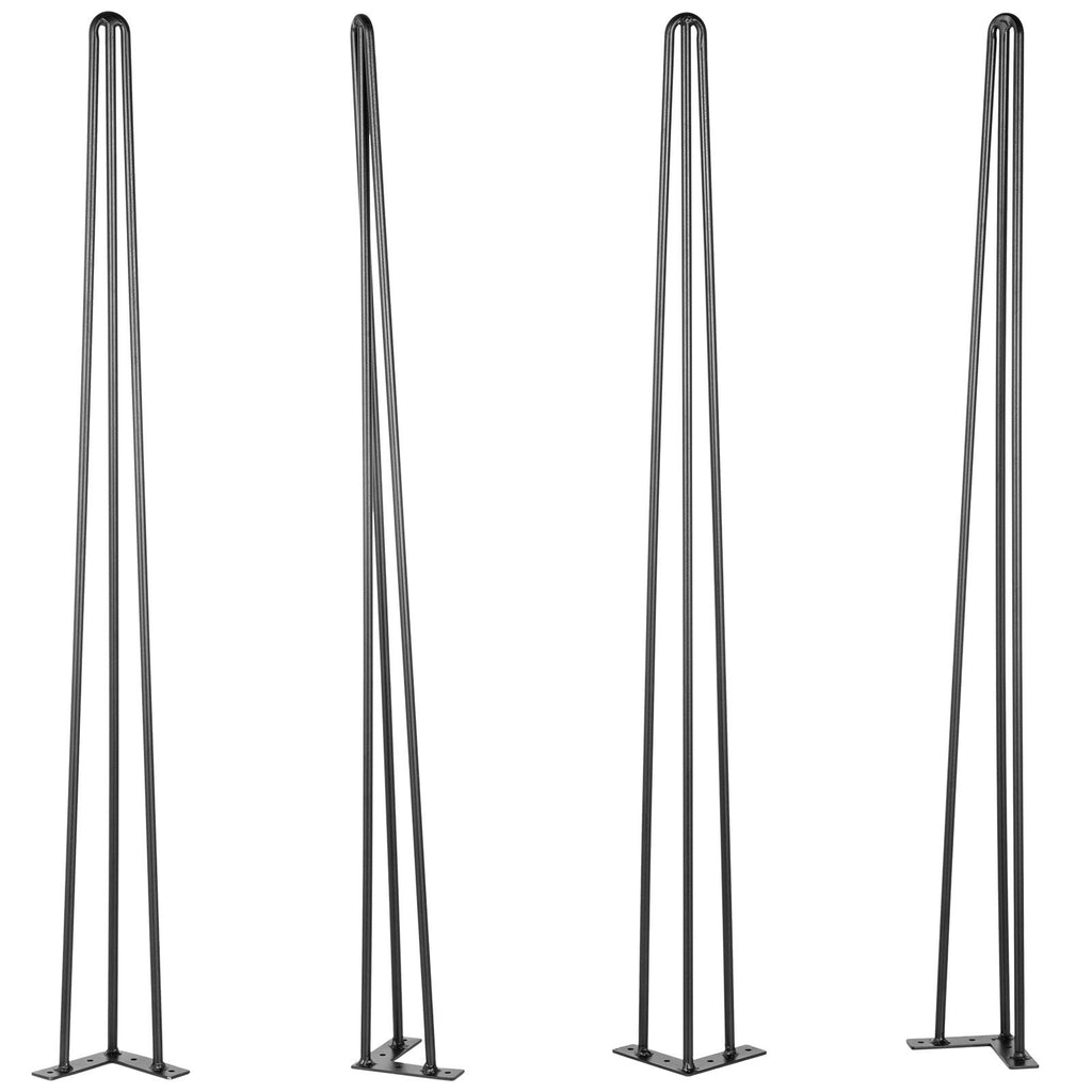Hairpin Table Legs 30\" Black Set of 4 Desk Legs 880lbs Load Capacity (Each 220lbs) Hairpin Desk Legs 3 Rods for Bench Desk Dining End Table Chairs Carbon Steel DIY Heavy Duty Furniture Legs