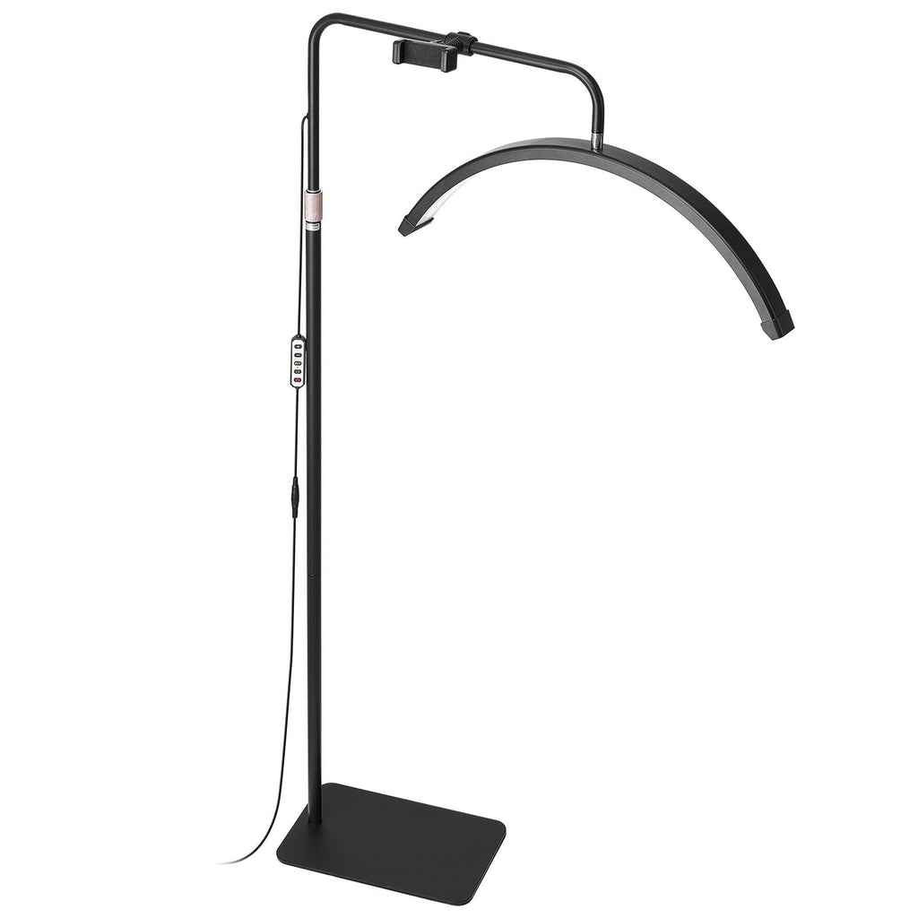 Half Moon Light for Esthetician, 23 inch Dimmable LED Floor Lamp Lash Light for Eyelash Extensions, Arched Eyelash Lamp with Phone Holder, Remote Control, for Beauty, Skincare, Eyebrows, Tattoo
