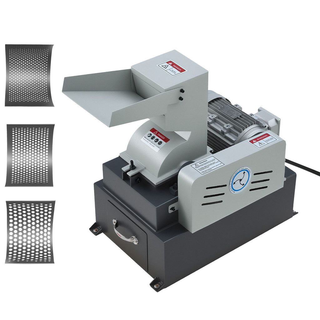 Hammer Crusher, 3KW 220V Electric Rock Stone Shatter Grinder, Glass Crushing Machine with 400 to 600 kg/h Crushing Capacity, Coal Crusher Milling Machine with 0.12/0.24/0.4 inch Sieve Screens