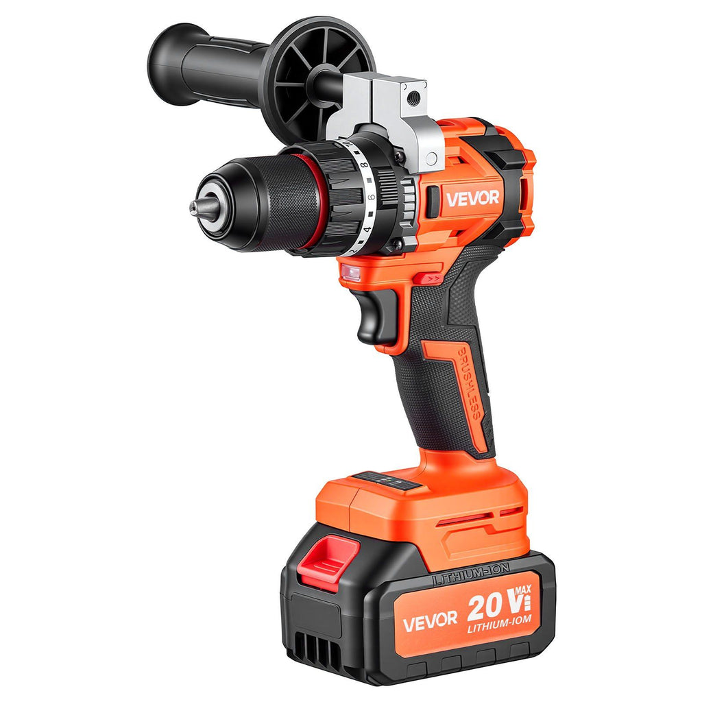 Hammer Drill 20V 1/2 in 26000 IPM Brushless Cordless Impact Drill Kit, for Drilling Wood Metal Screw Driving, 4000 mAh Lithium-Ion Battery Pack and Charger, with All-Metal Chuck, Compact Design