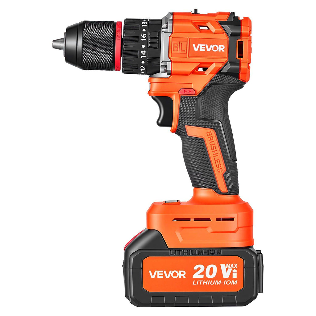 Hammer Drill 20V 1/2 in 30000 IPM Brushless Cordless Impact Drill Kit, for Drilling Wood Metal Screw Driving, 4000 mAh Lithium-Ion Battery Pack and Charger, with All-Metal Chuck, Compact Design