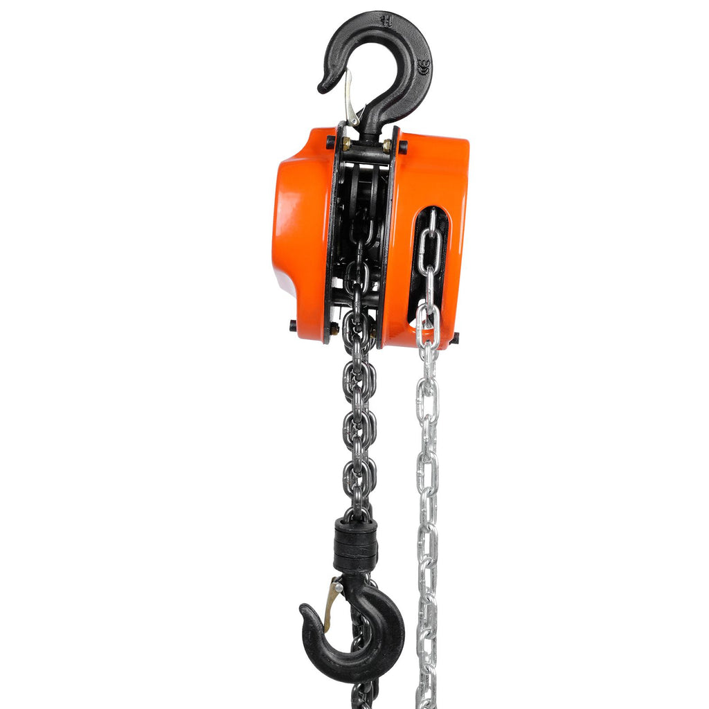 Hand Chain Hoist, 1 Ton 2200 lbs Capacity 10 FT Come Along, G80 Galvanized Carbon Steel with Double-Pawl Brake, Auto Chain Leading & 360° Rotation Hook, for Garage Factory Dock