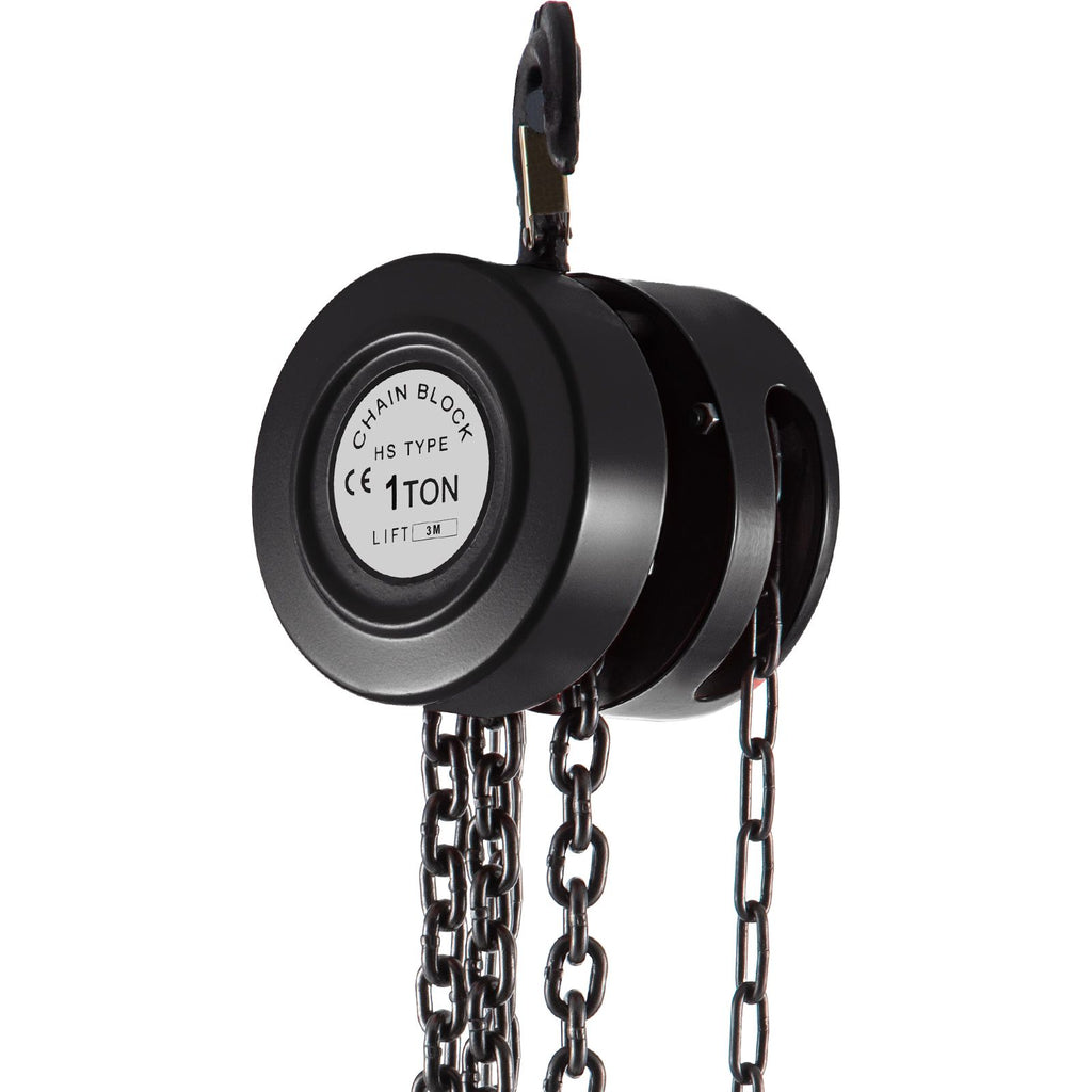 Hand Chain Hoist, 2200 lbs /1 Ton Capacity Chain Block, 10ft/3m Lift Manual Hand Chain Block, Manual Hoist with Industrial-Grade Steel Construction for Lifting Good in Transport & Workshop, Blac