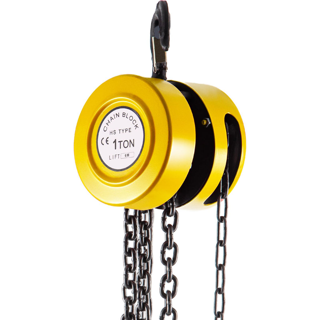Hand Chain Hoist, 2200 lbs /1 Ton Capacity Chain Block, 20ft/6m Lift Manual Hand Chain Block, Manual Hoist with Industrial-Grade Steel Construction for Lifting Good in Transport & Workshop, Yell