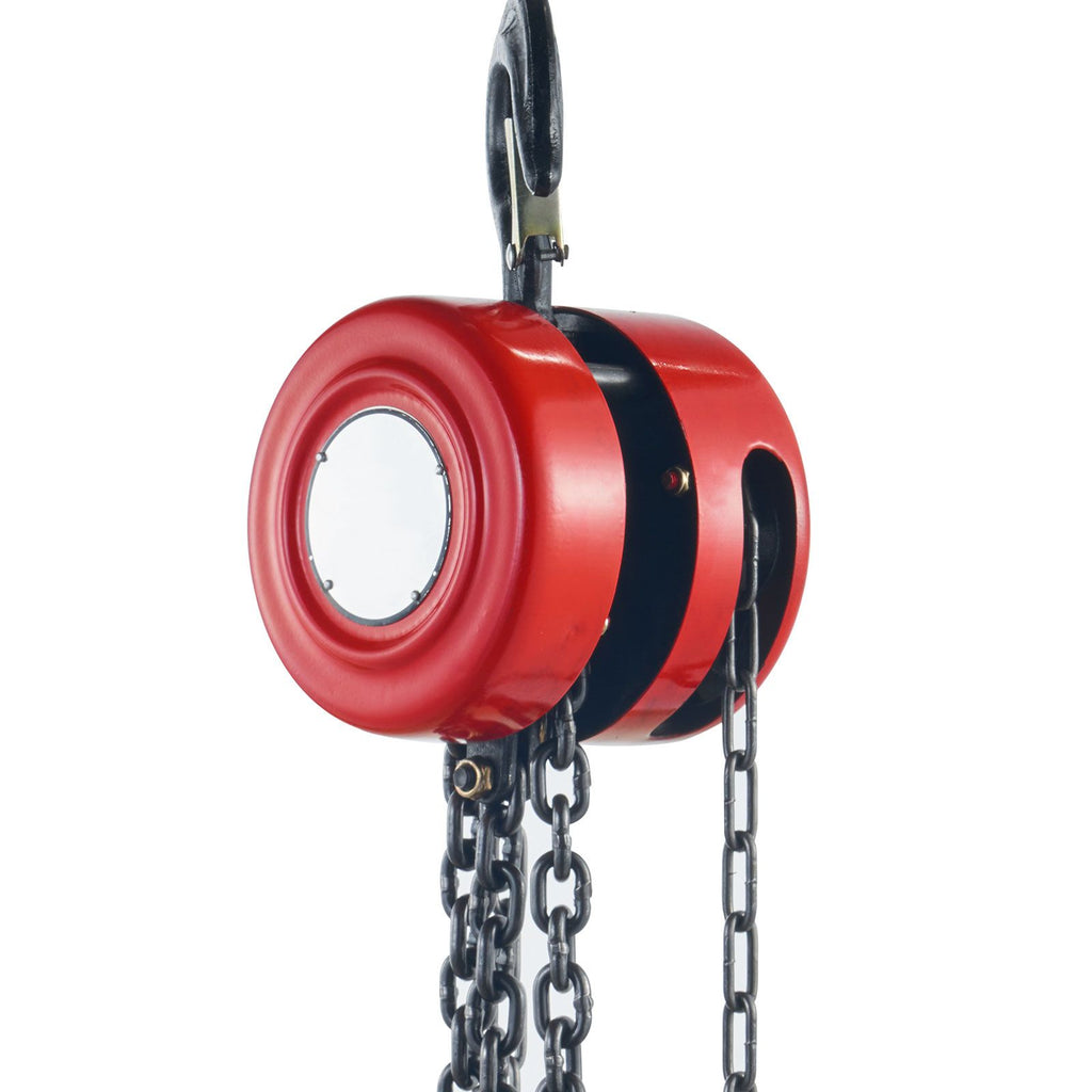 Hand Chain Hoist, 4400 lbs /2 Ton Capacity Chain Block, 8ft/2.5m Lift Manual Hand Chain Block, Manual Hoist with Industrial-Grade Steel Construction for Lifting Good in Transport & Workshop, Red