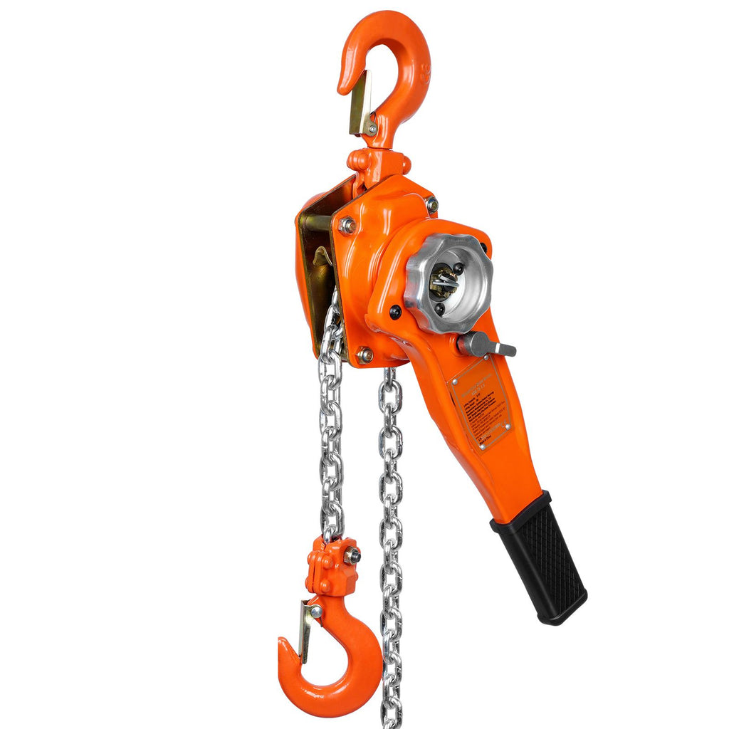 Hand-Operated Chain Lift, 1650 lbs Load, 5ft Length, G80 Zinc-Coated Steel, Dual-Pawl Brake System, Automatic Chain Guide & Swivel Hook, Ideal for Workshops, Warehouses, and Loading Docks