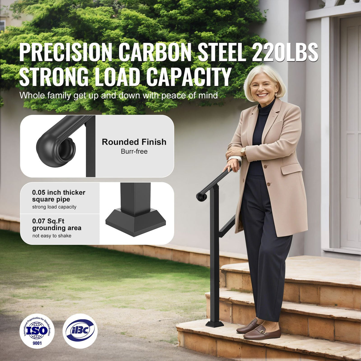 Handrails for Outdoor Steps, 2-3 Step Stair Hand Rail & Indoor Rail ...