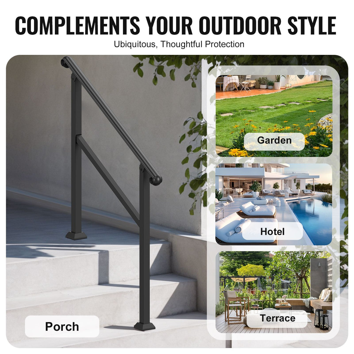 Handrails for Outdoor Steps, 2-3 Step Stair Hand Rail & Indoor Rail ...
