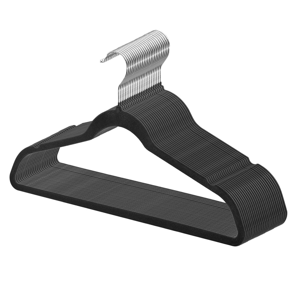 Hangers, 11lbs Load-Bearing, 50 Pack Black Velvet Hangers with 360 Degree Swivel Hook & 0.2 in Ultra-Thin Design, Non-Slip Space Saving Hangers, Fit for Silk Garments, Coats, Sweaters & Straps
