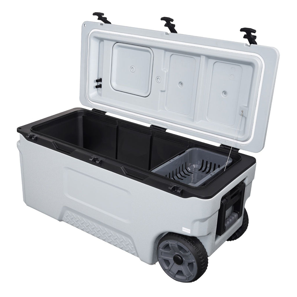 Hard Cooler, 106QT Portable Rolling Cooler with Wheels, Leak-Resistant Coolbox Keeps Contents Cool for 48 Hours, Ice Retention Insulated Chests, Ultra-Light for Outdoor Picnics, Grill, Camping