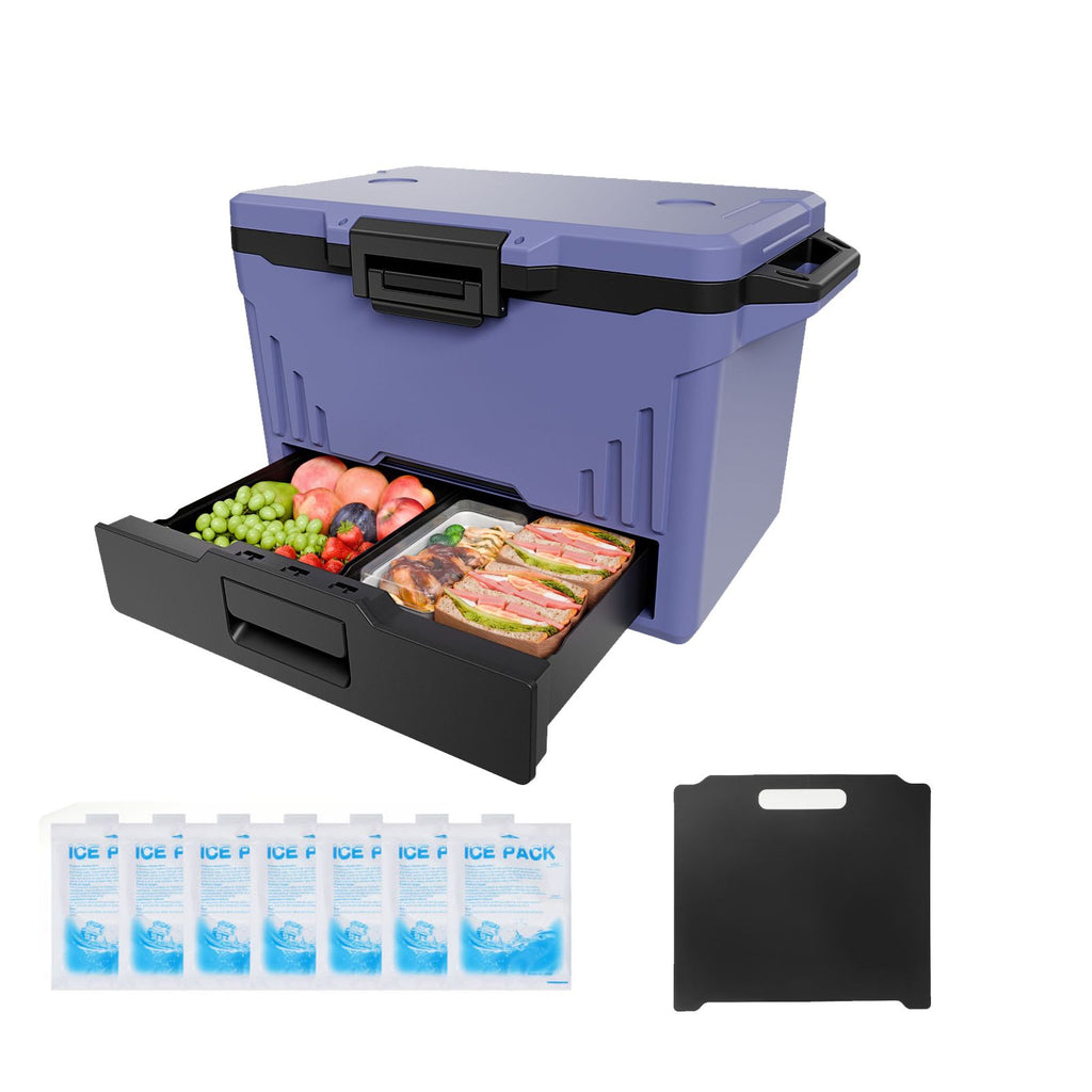 Hard Cooler, 50QT Portable Cooler, Leak-Resistant Coolbox Keeps Contents Cool for 48 Hours, Insulated Chests with Ice Retention and Heavy-Duty Handle, Ultra-Light for Camping, Concerts, Sports