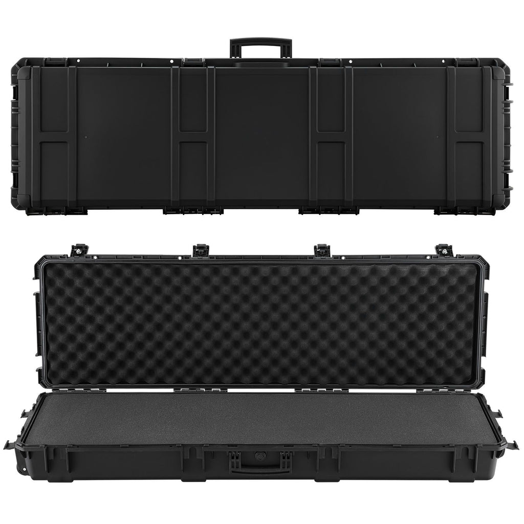 Hard Rifle Case, Lockable Rifle Case with Pre-cut Foams, 52 in Gun Storage with Wheels, Heavy Duty IP67 Waterproof & Dustproof Pistol Storage Cases for Rifles, Shotguns, Airsoft Guns, Black