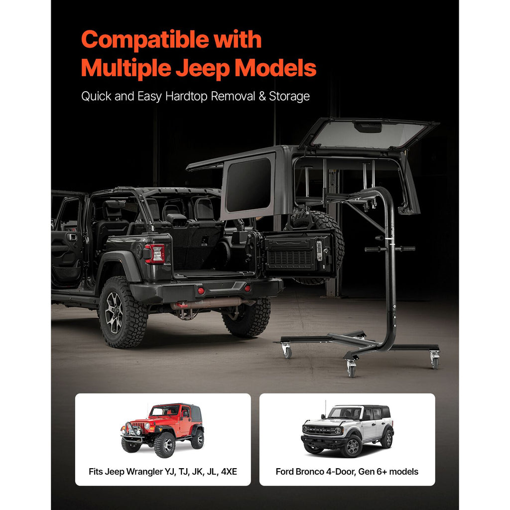 Hard Top Remover Lift, 200 lbs, Jeep Hardtop Removal and Storage System, Easy One-Person Operation, Compatible with Jeep Wranglers 2 & 4 Door YJ, TJ, JK, JL & 4XE and Ford Bronco 4 Door & 6 Gen+ image 2
