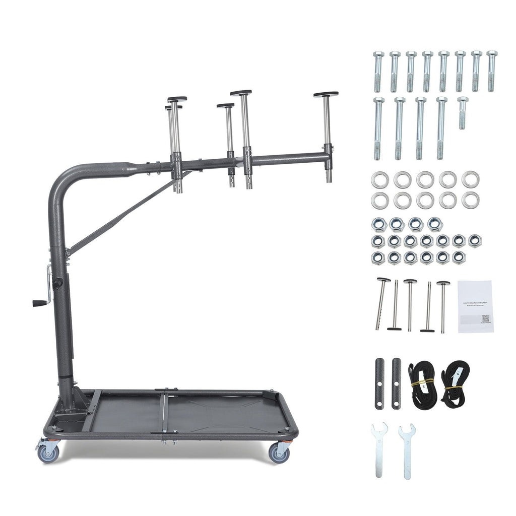 Hard Top Remover Lift, 220 lbs, Jeep Hardtop Removal and Storage System, Quick & Easy One-Person Operation, Adjustable Height, for Jeep Wrangler YJ, TJ, JK, JL, 4XE, Ford Bronco 4 Door & 6 Gen+