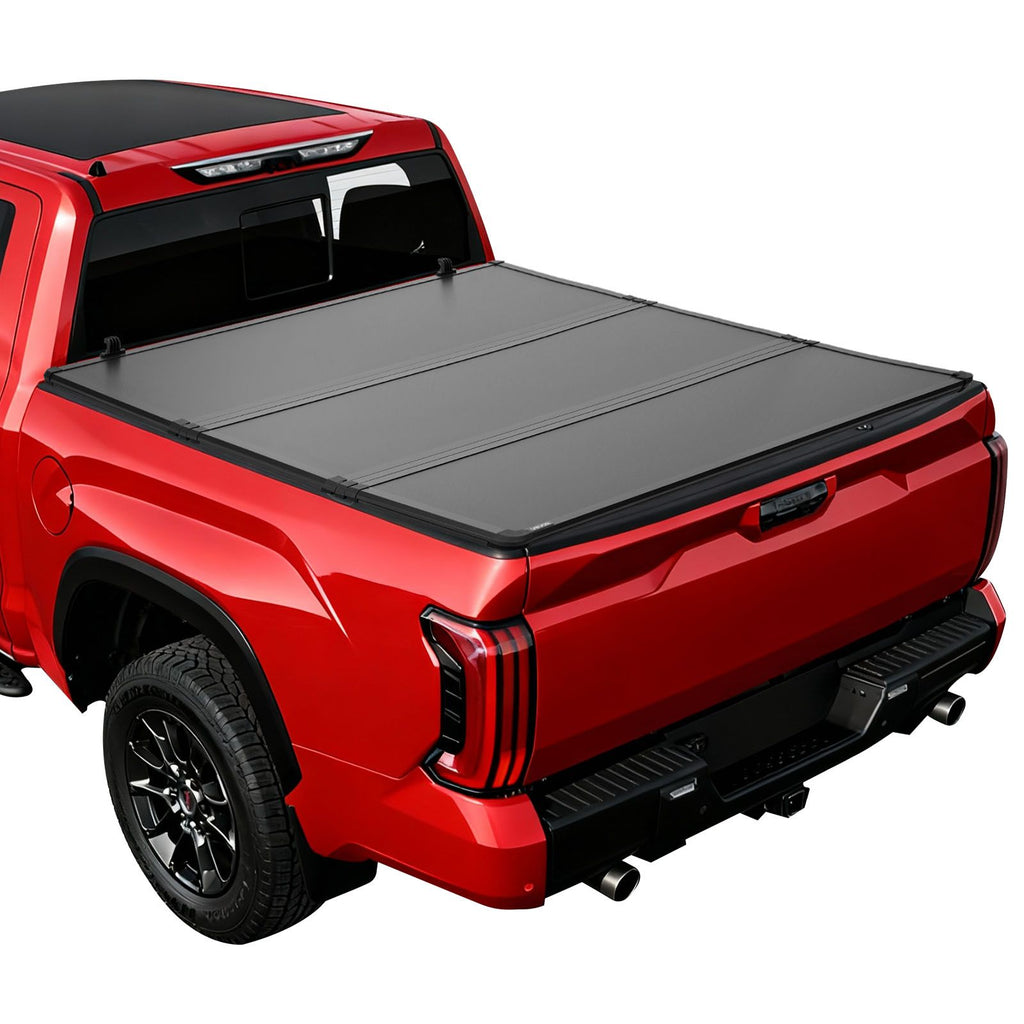 Hard Tri-Fold Truck Bed Tonneau Cover, Compatible with 2022-2025 Toyota Tundra with OE Track System 5.6 ft (66.7 in) Bed, Waterproof Hard Folding Truck Tonneau Cover, Aluminum Alloy Support Bar