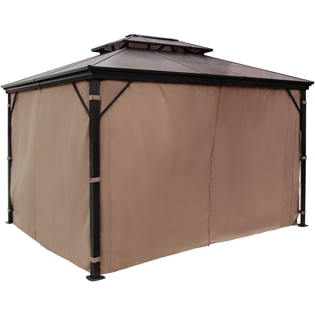 Hardtop Gazebo 10\' x 10\' with Netting - Metal Gazebo Aluminum Permanent Double Tier Roof- Gazebos for Patios, Backyard, Outdoor and Lawn