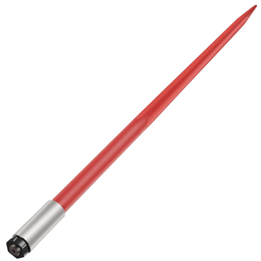 Hay Spear 49" Bale Spear 4500 lbs Capacity, Bale Spike Quick Attach Square Hay Bale Spears 1 3/4" wide, Red Coated Bale Forks, Bale Hay Spike with Hex Nut & Sleeve for Buckets Tractors Loaders