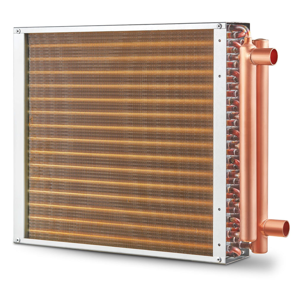 Heat Exchanger Water to Air, 16"x 16" with 3-Row 3/8" Copper Ports, 193 Aluminum Fins Heat Exchanger for Outdoor Wood Furnaces, Residential Heating and Cooling, and Forced Air Heating