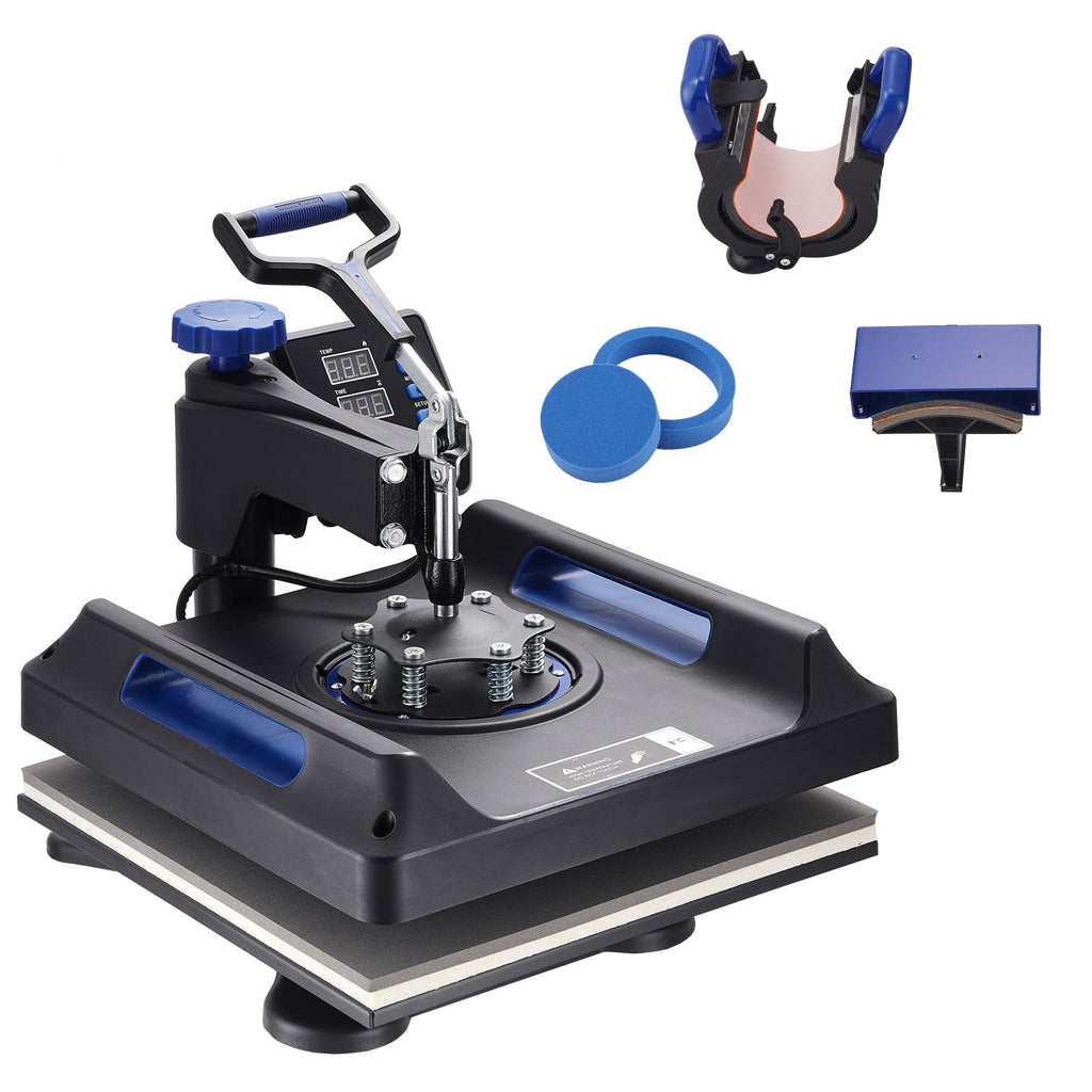 Heat Press 15x15, Upgraded Heat Press Machine 5 in 1, Anti-Scald, Fast-Heating, Swing Away Digital Control Multifunction Heat Press for Sublimation Combo for T-Shirt Hat Cap Mug Plate