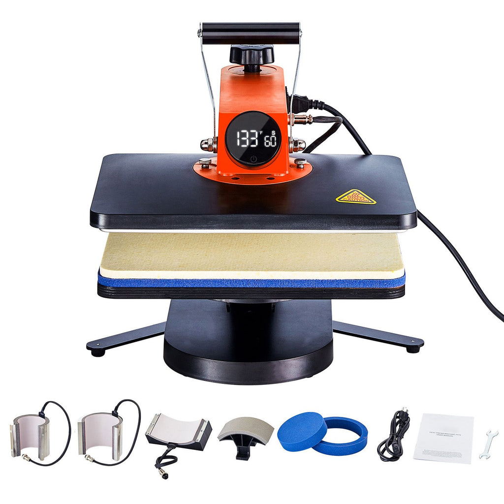 Heat Press Machine - 6 in 1 Heat Press Sublimation Machine for DIY T-Shirts/Hats/Mugs/Heat Transfer Projects, 12x15 Multifunction Swing Away Heat Press with 360° Tested toStandards