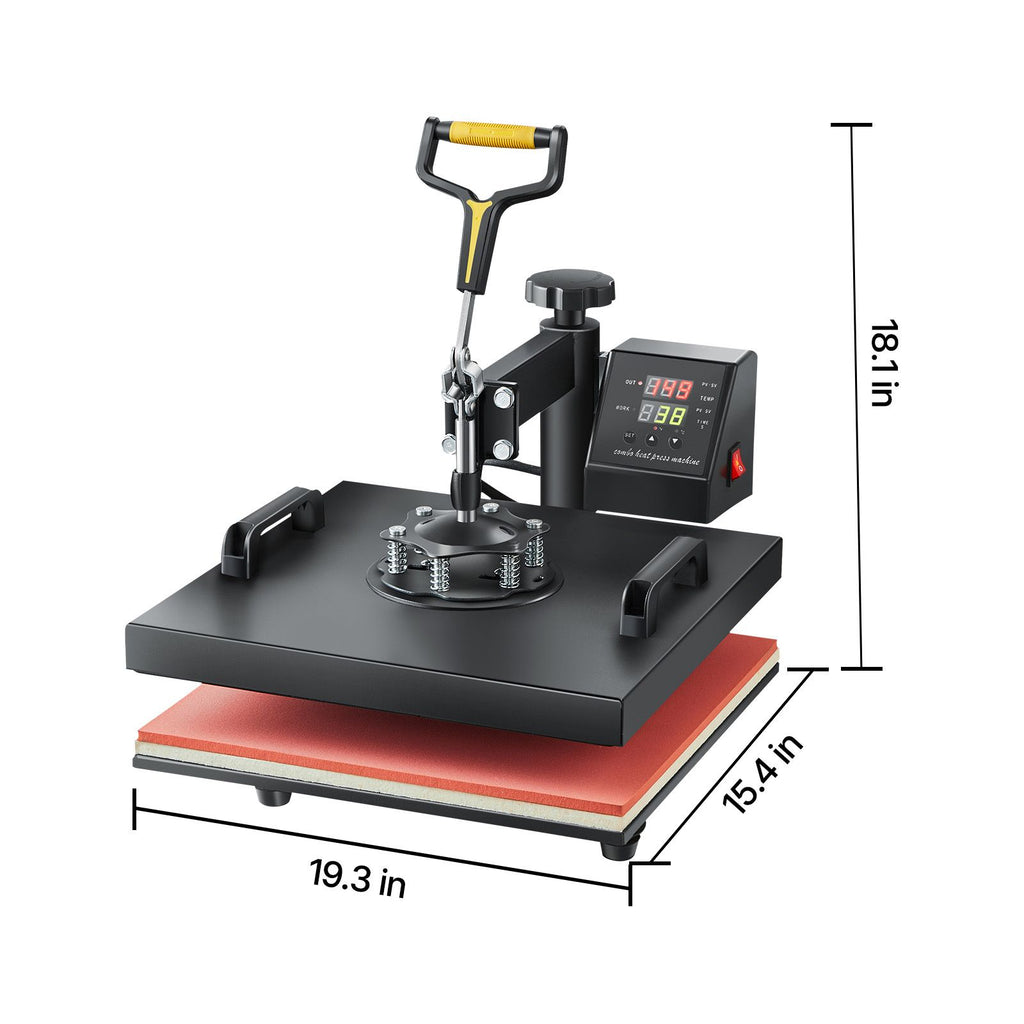 Heat Press Machine, 15 x 15 inch, 2 in 1 Heat Transfer Machine with Hat Press, 360° Swing Away T-Shirt Pressing, Digital Precise Control, Fast Even Heating for T-Shirts/Hats/Caps, Black image 2