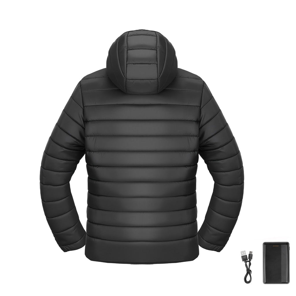 Heated Jacket for Men with 7.4V Battery, Soft Shell Electric Heating Coat, Windproof Lightweight Outerwear with 6 Heating Zones & 3 Heat Settings for Hiking, Outdoor Work, Black, XL Size