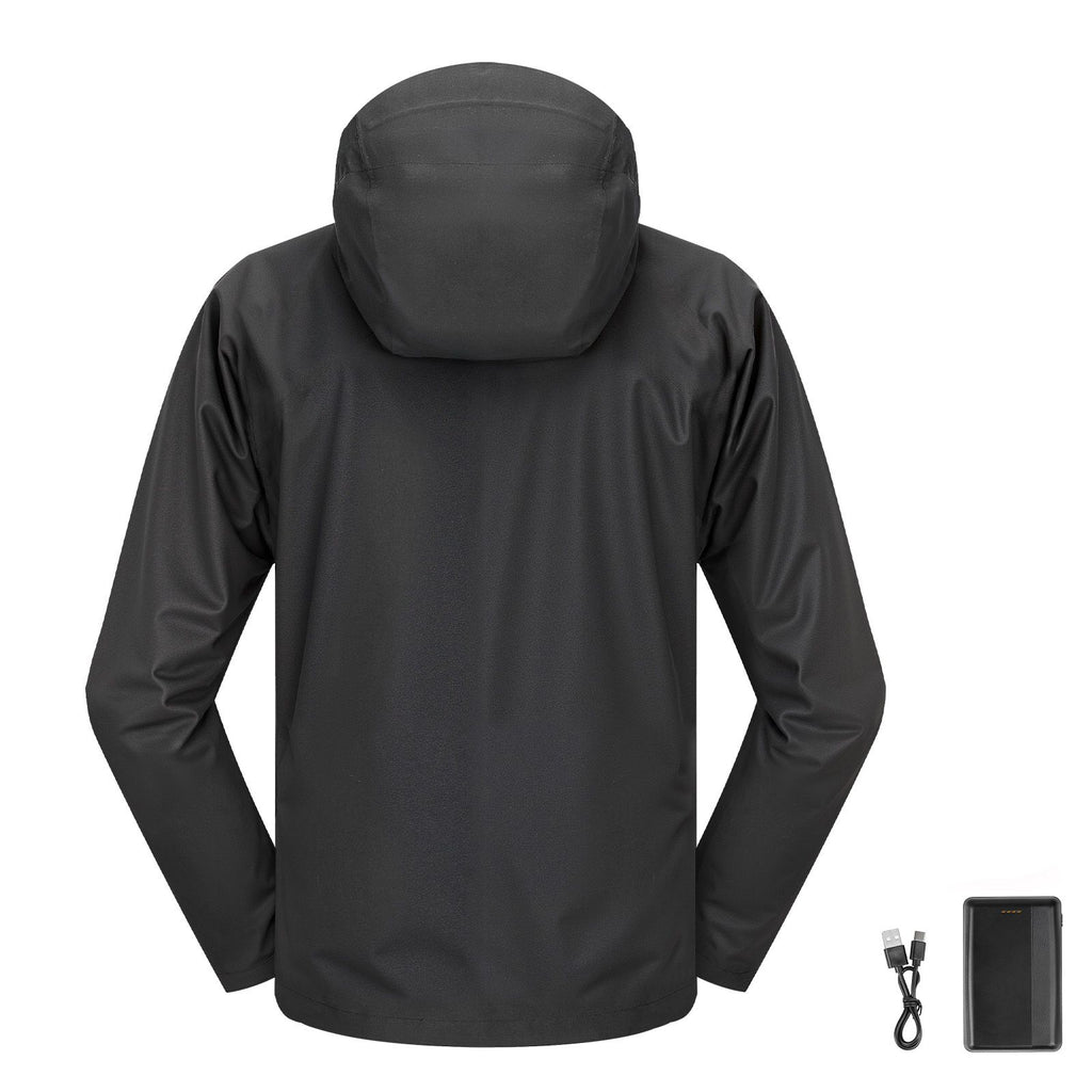 Heated Jacket for Men with 7.4V Battery, Soft Shell Electric Heating Coat, Windproof Waterproof Lightweight Outerwear with 5 Heating Zones & 3 Heat Settings, Machine Washable, L Size