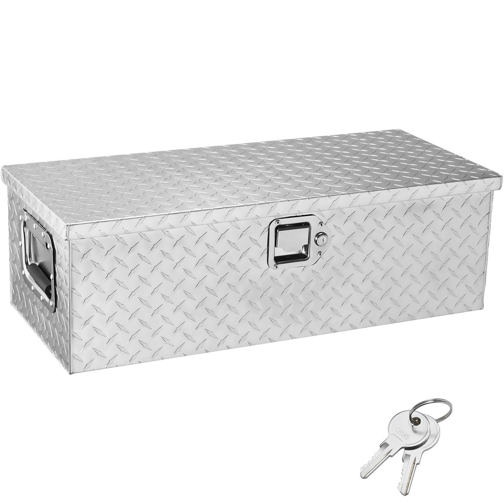 Heavy Duty Aluminum Truck Bed Tool Box, Diamond Plate Tool Box with Side Handle and Lock Keys, Storage Tool Box Chest Box Organizer for Pickup, Truck Bed, RV, Trailer, 30"x13"x9.6", Silver