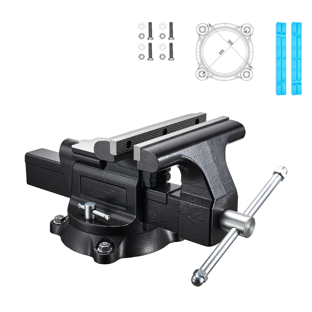Heavy Duty Bench Vise, 10" Jaw Width, Multi-Purpose Ductile Iron Bench Vise with Anvil and 360-Degree Locking Swivel Base, 4.3" Throat Depth, 10" Max Jaw Opening, for Drilling, Pipe Cutting