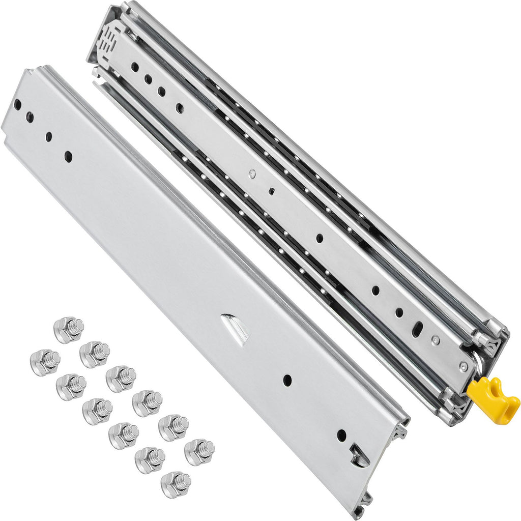 Heavy Duty Drawer Slides 22" Length, Locking Drawer Slides 500lbs Load Capacity Full Extension Drawer Slide 1 Pair Side Mount Ball Bearing Drawer Glides Cabinet Industrial Shelf