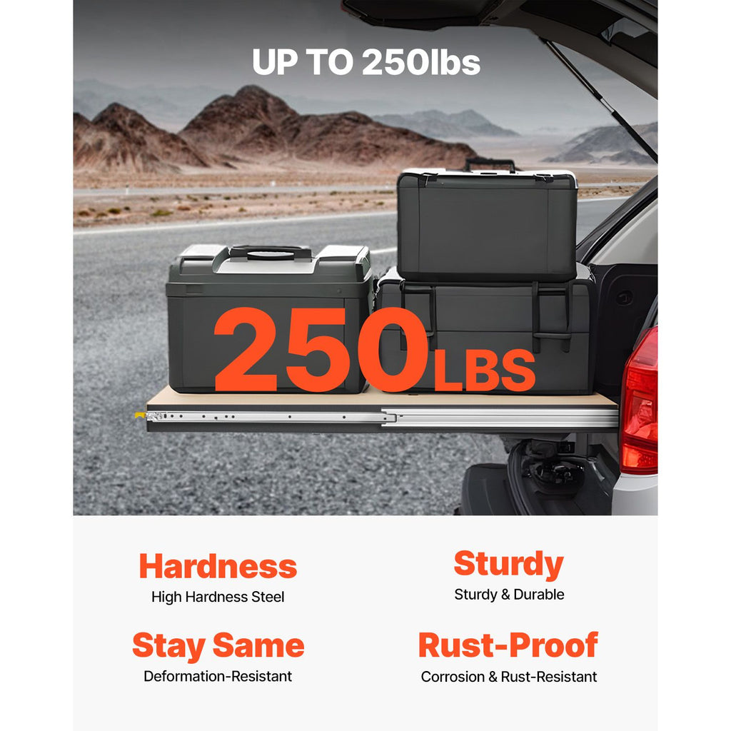 Heavy Duty Drawer Slides 30inch, 1 Pair Locking Drawer Slides 250lbs Load Capacity, Side Mount Ball Bearing, 3-Fold Full Extension image 2