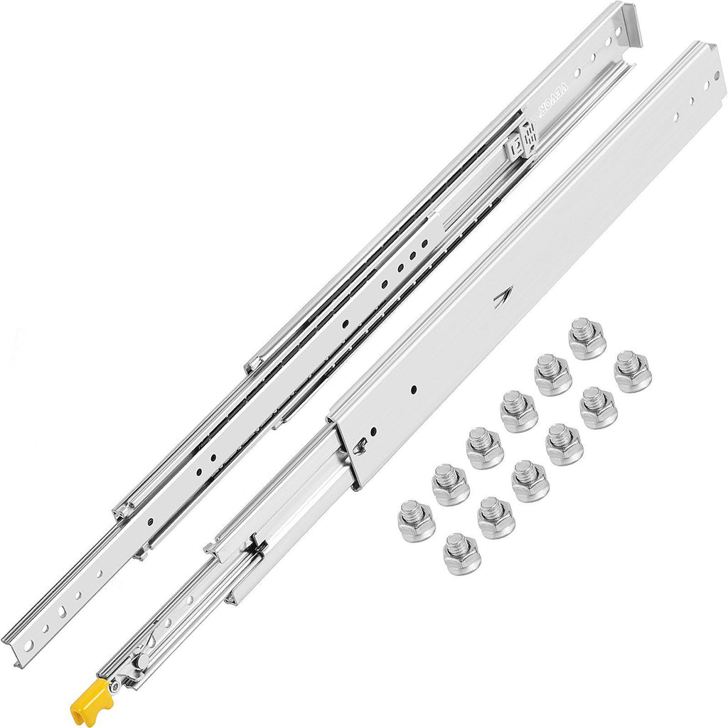 Heavy Duty Drawer Slides 36\" Length, Locking Drawer Slides 500lbs Load Capacity Long Full Extension Drawer Slide 1 Pair Side Mount Ball Bearing Drawer Glides Push to Open Drawer Runners Rail