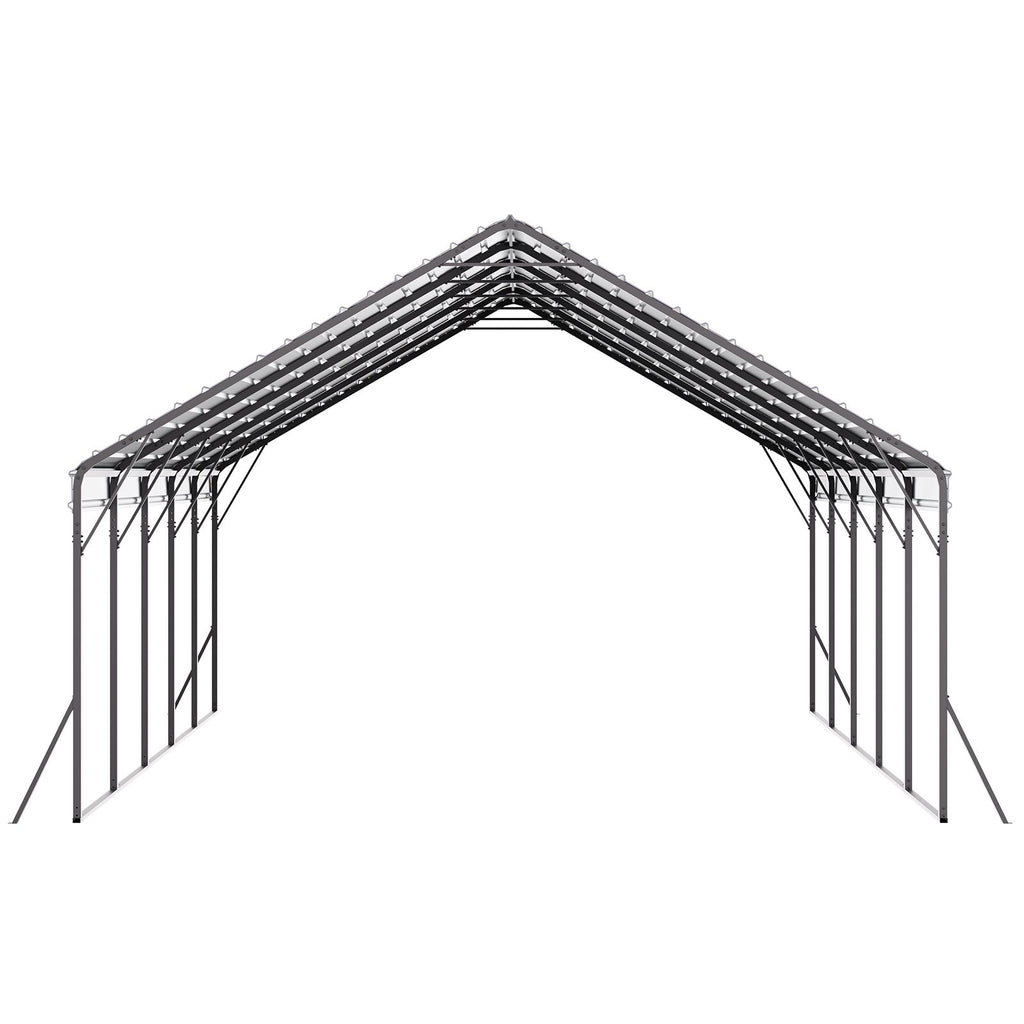 Heavy Duty Metal Carport, 20 x 24 ft Outdoor Carport with Sturdy Frame & Roof, Car Garage Shade with Removable Sidewalls, Multi-Use Car Shelter for Pickup, Boat, Trucks & Tractors