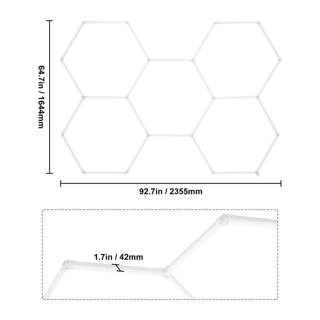 Hexagon Garage Lights, 26400LM, 6500K 5 Grid Systems Honeycomb Hexagonal Garage LED Lights, DIY Cool White Car Detailing Garage Ceiling Lighting Bright Shop Light for Gym Basement Workshop
