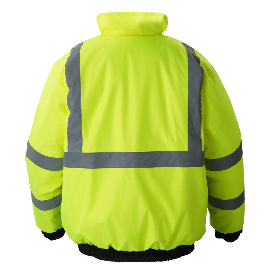 High Visibility Reflective Safety Jacket, Waterproof Winter Hoodie, Work Construction Coat with Pockets for Men & Women, Rain Gear Meet ANSI & Class 3, Hi Vis Yellow Coat with Black Bottom, L