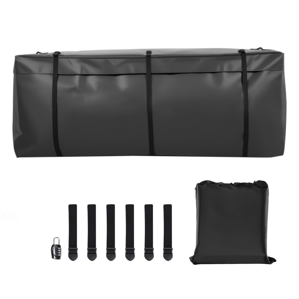 Hitch Cargo Carrier Bag, Waterproof 840D PVC, 57.48 x 19.49 x 23.82 in (16 Cubic Feet), Heavy Duty Cargo Bag for Truck Bed Storage with Reinforced Straps, Suitable for Car SUV Vans Hitch Basket