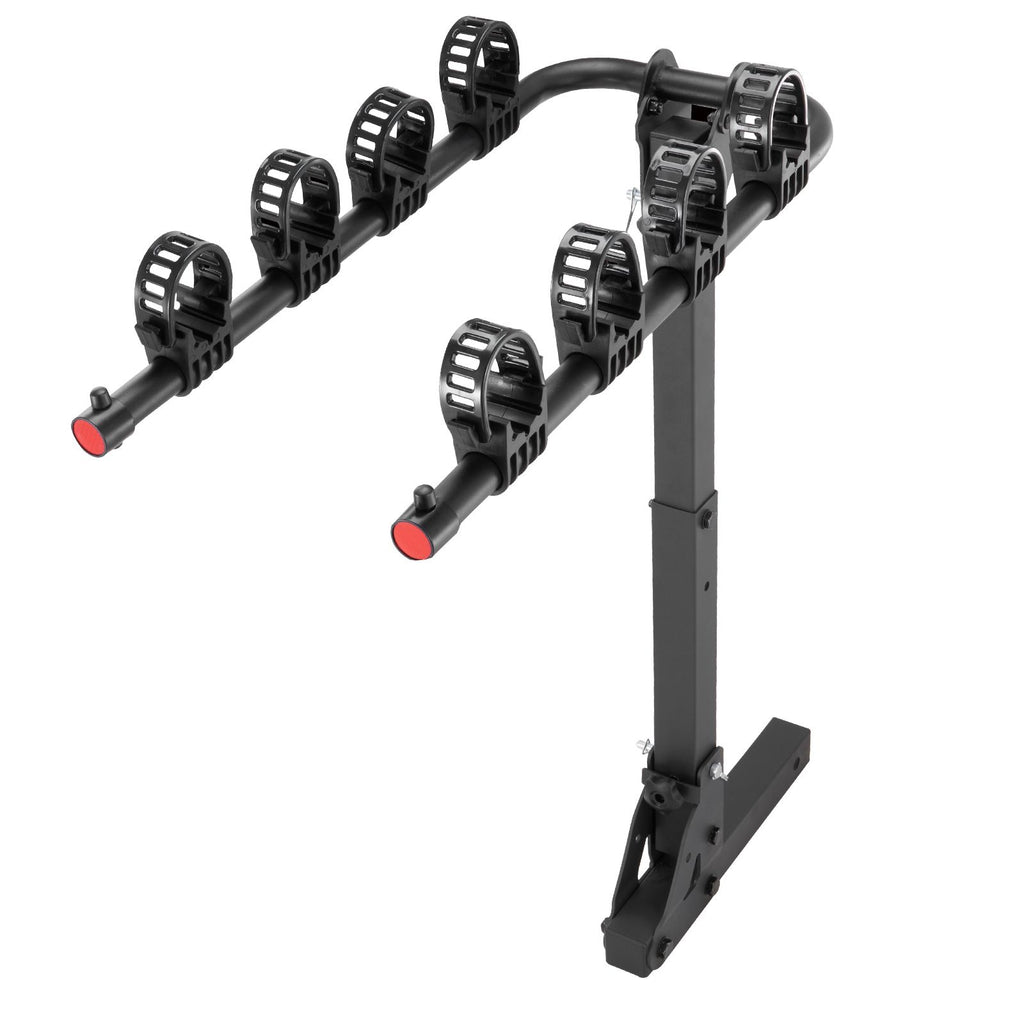 Hitch Mount Bike Rack, 4-Bike Carrier Rack, 150 LBS Capacity Bike Rack Hitch for 2-inch Receiver, Titling and Folding Bike Carrier with No-Wobble U Bolt and Strap, for Car, SUV, Truck, RV