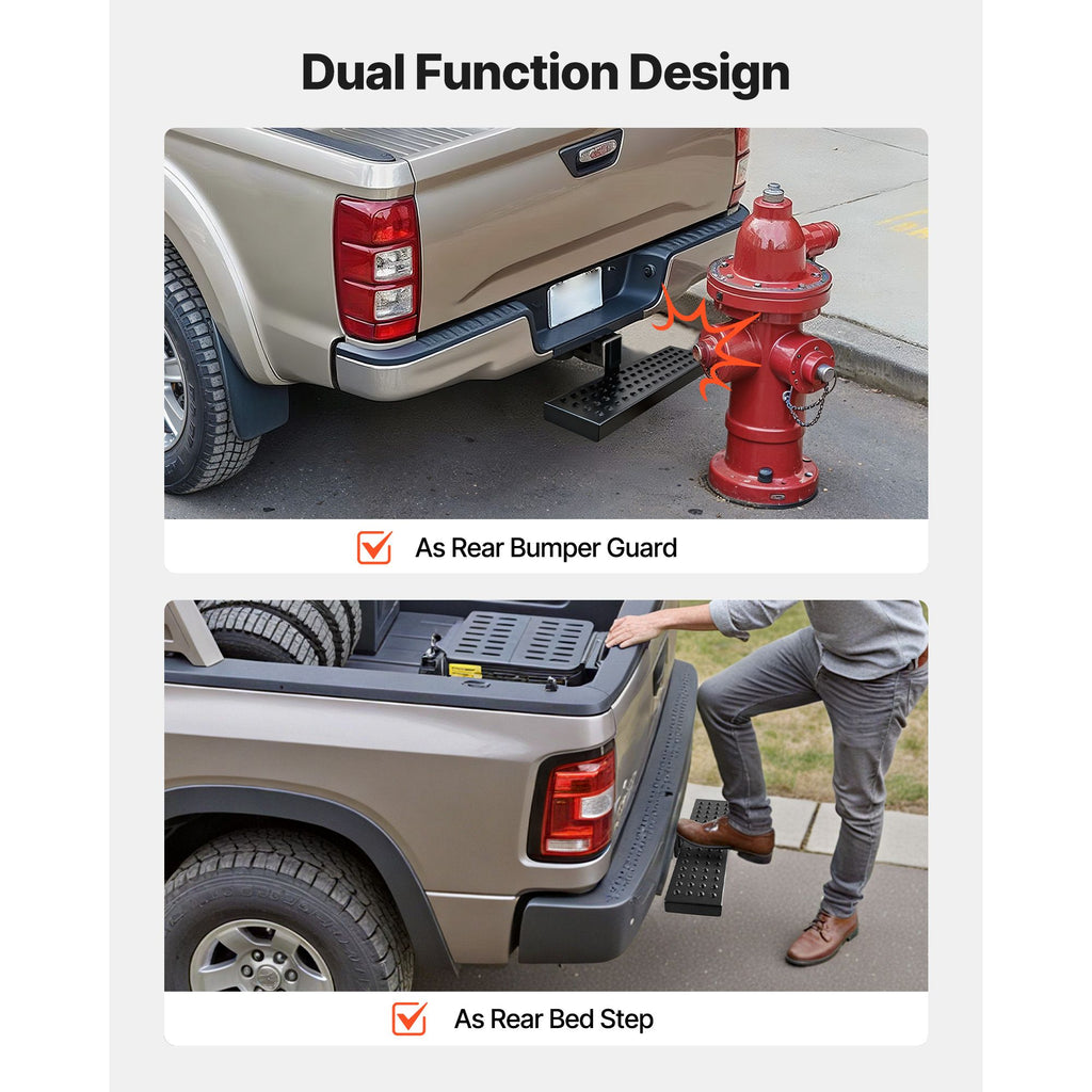 Hitch Step for 2 Inch Receiver, Universal Rear Bumper Guard Protector with 350 LBS Load Capacity, Wide & Non-Slip Tow Hitch Step with Pin Kit and Stabilizer, Fit for Pickup, Trailer, Truck, SUV