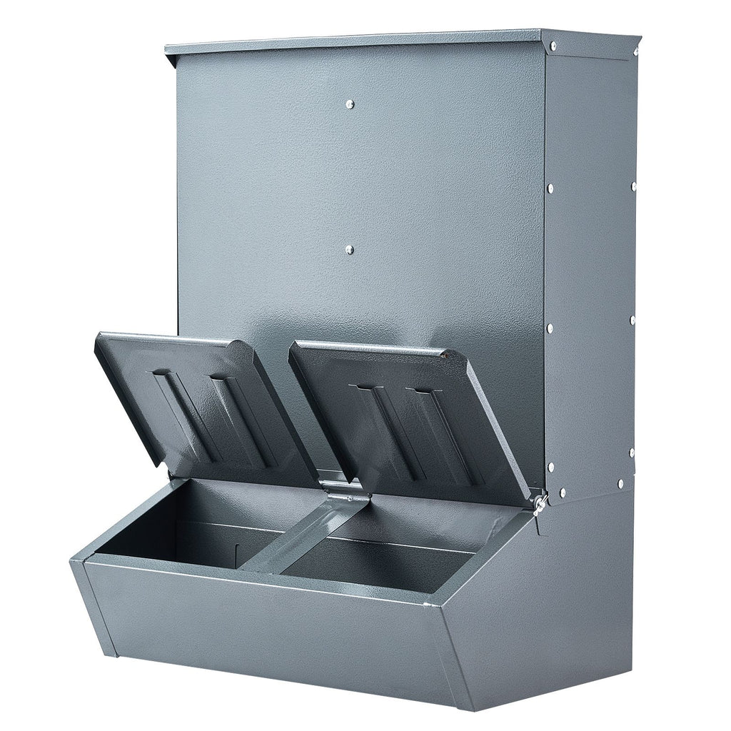 Hog Feeder, 3.7 Bushel Capacity, Double Door Pig Feeder, Heavy Duty Steel Piglets Feeder, Multipurpose Trough Creep Feeder, Outdoor Livestock Feeder Farm Accessory for Feeding up to 8 Hogs