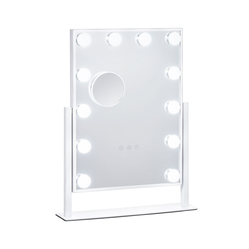 Hollywood Vanity Mirror With Lights, 12 Dimmable Bulbs & 3 Color Lighting Modes, Makeup Mirror with Detachable 5X Magnification, Smart Touch Control, 360 Degree Rotation(16.1x11.8 in, White)