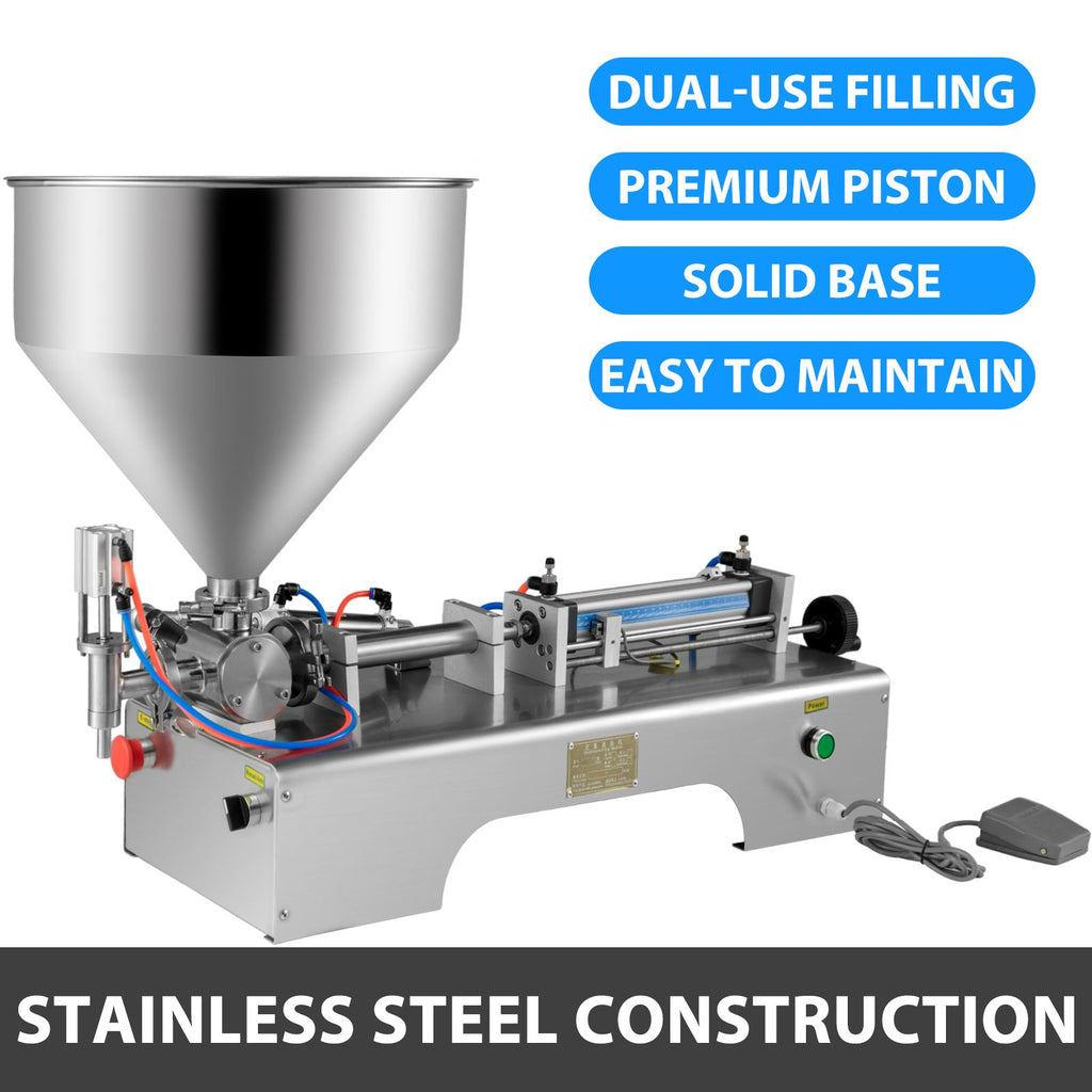 Horizontal Pneumatic Liquid Filling Machine 10-300ML, Paste Liquid Filling Machine with 30L Hopper, Pneumatic Dual-use Paste Filling Machine for Cream Shampoo Liquids image 2